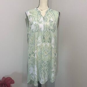 NY& Co Soft Green Paisley Sleeveless Dress – Lightweight & Easy Fit